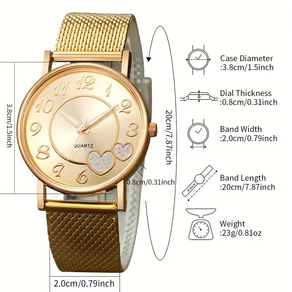 6PCS/Set Fashion Heart Women's Watch