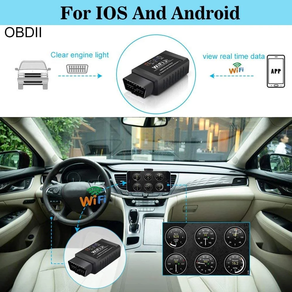 Wireless WiFi OBD2 Car Scanner, Diagnostic Scanner for Ios / Android