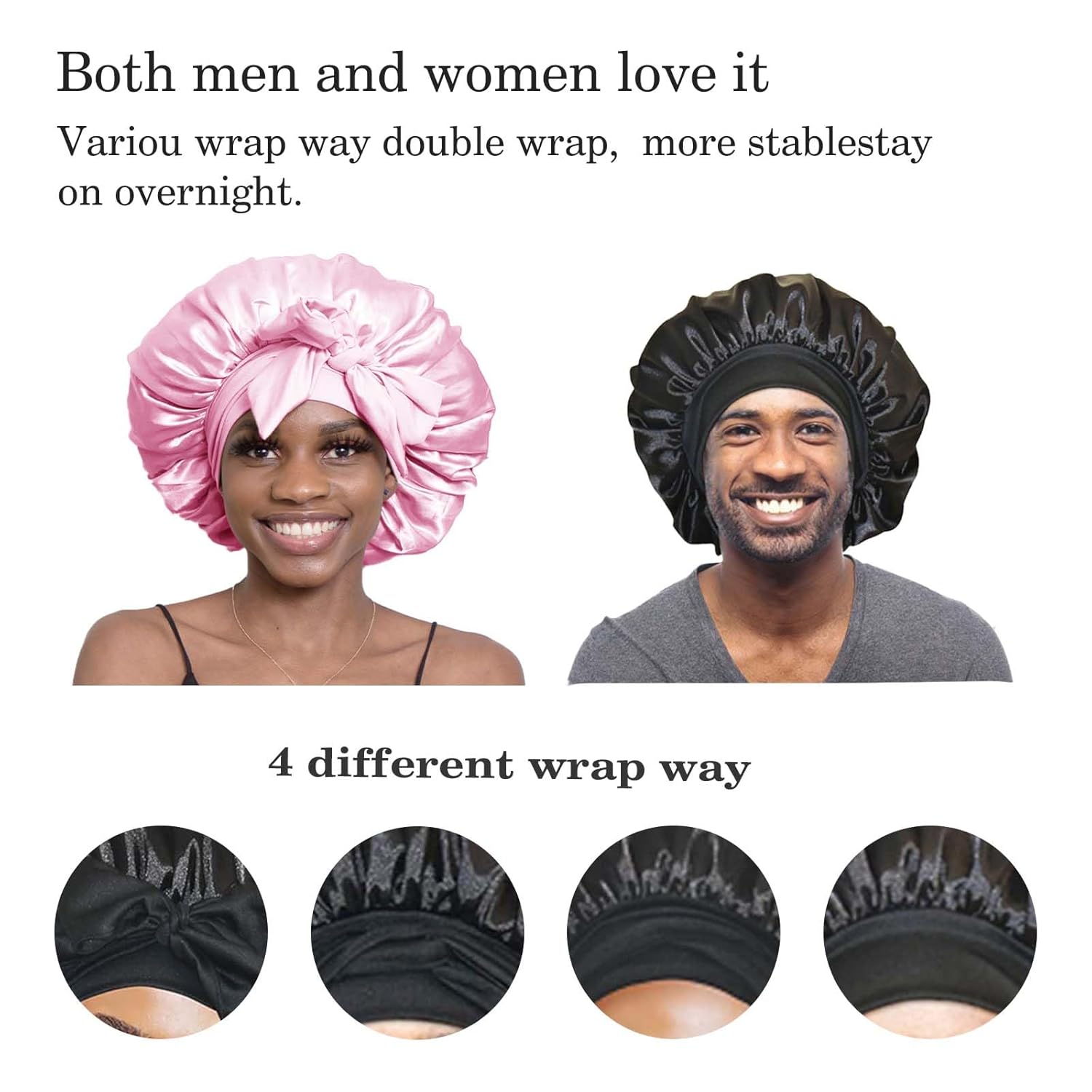 2pcs Pack Silk Bonnet for Sleeping Women
