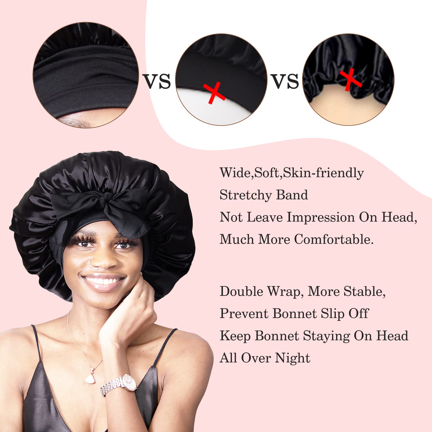 2pcs Pack Silk Bonnet for Sleeping Women