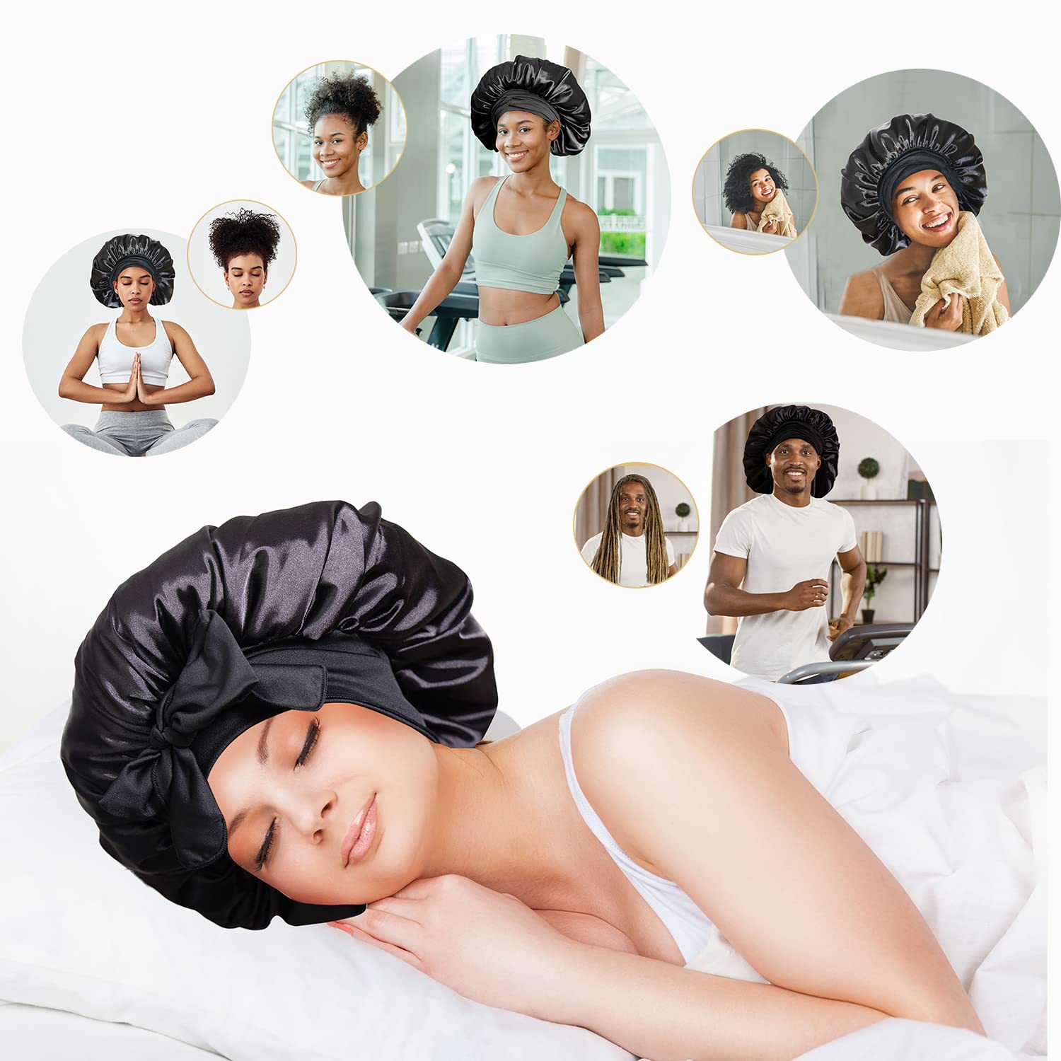 2pcs Pack Silk Bonnet for Sleeping Women