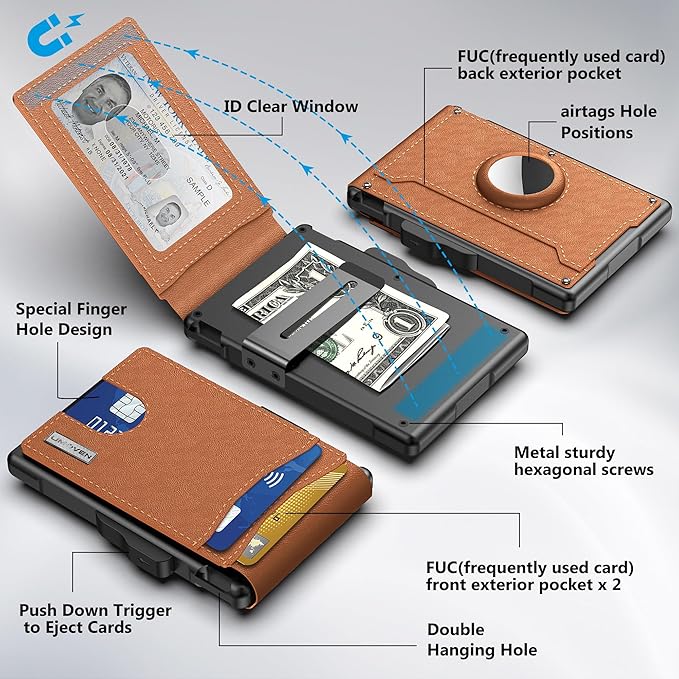 Wallet for Men with Money Clip Slim Leather Slots