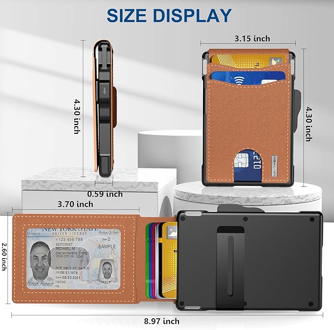 Wallet for Men with Money Clip Slim Leather Slots